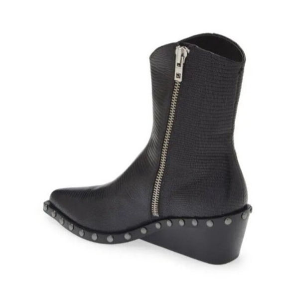 Rag & Bone santiago mid boots Womens black Lizard-embossed calf Size EU 40/US9.5 - Picture 13 of 16